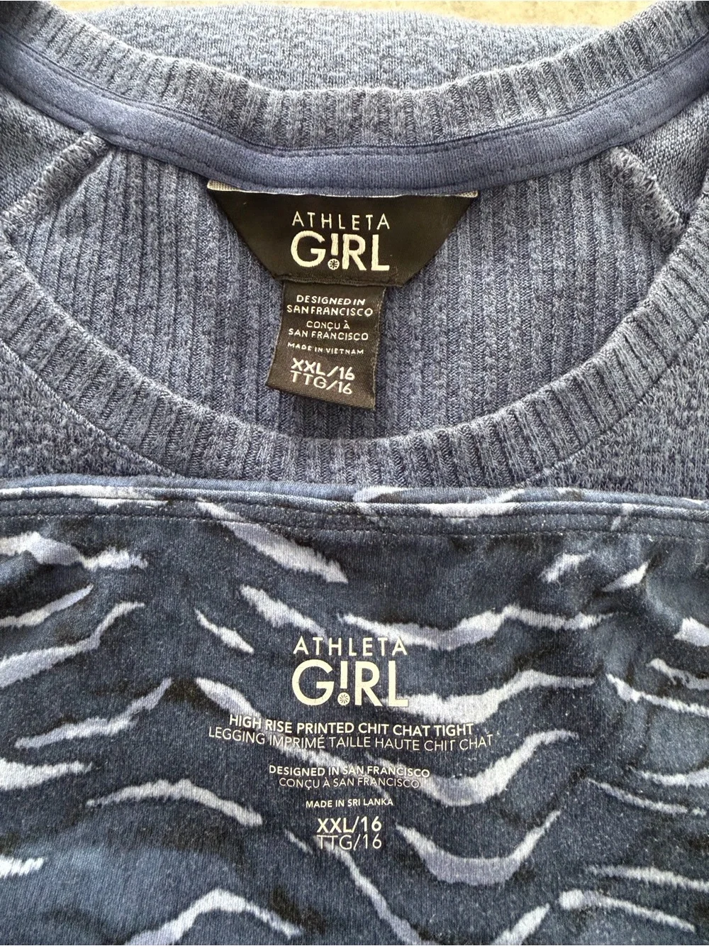 Athleta Girl Blue Sweater + Leggings Outfit Bundle - Size XXL (16)